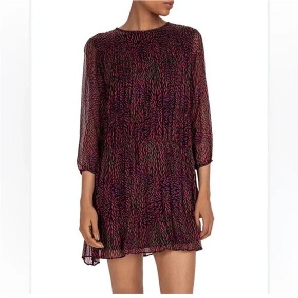 Ba&Sh Grace Animal Printed Mini Long Sleeve Dress - Picture 1 of 13